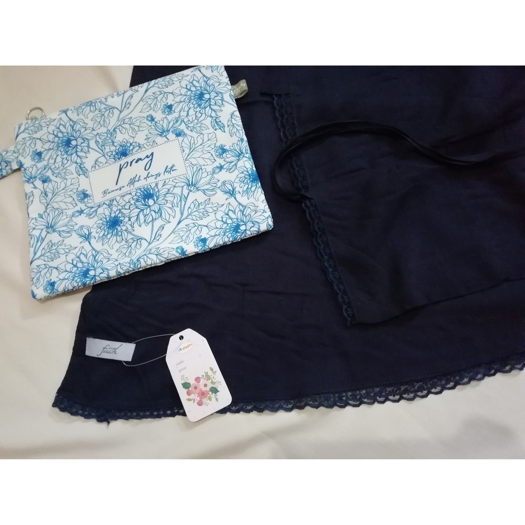Mukena Travel Giggles - Faith Biru Navy | Mukena Katun Rayon Polos