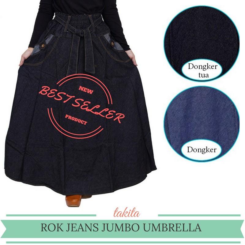 Rok Jeans Panjang - Rok Jeans Jumbo - Rok Jumbo Panjang - Rok Jumbo 3L