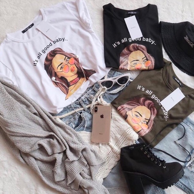 GOOD BABY HITAM PUTIH HIJAU ARMY  BAJU  KAOS  TSHIRT TUMBLR 
