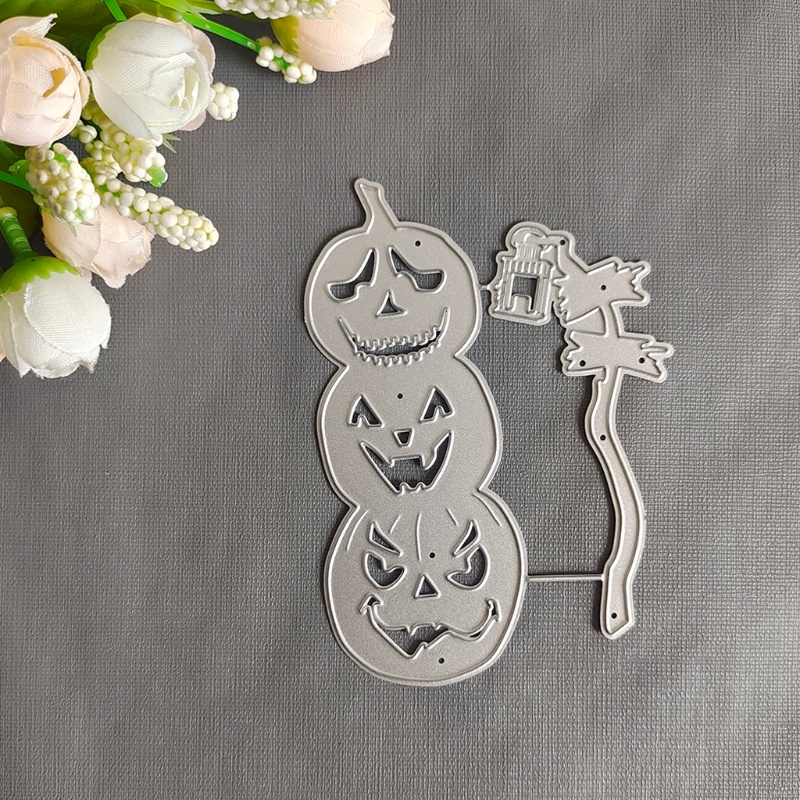 Cetakan Stensil Cutting Dies Motif Labu Halloween Bahan Metal Untuk Scrapbook / Craft DIY