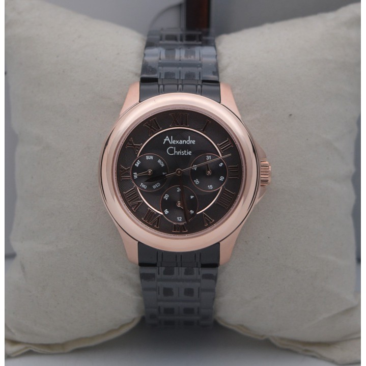 Alexandre Christie Ac 2538 Rosegold Black, Jam Tangan Wanita, Original