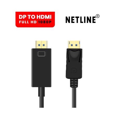 Cable Displayport to hdtv netline 1.8m 4k 2k UHD - Kabel Display port dp to hdtv 1.8 meter 1080p FHD