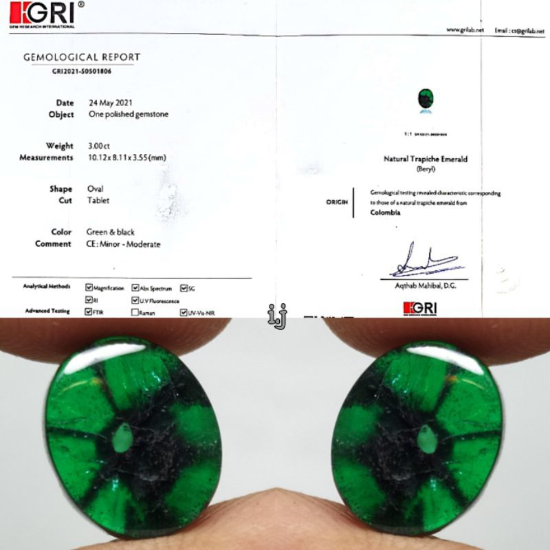 SUPER RARE ITEM Natural Trapiche Emerald Colombia Vivid Green Color Ngeristall Serti GRI dan SKY