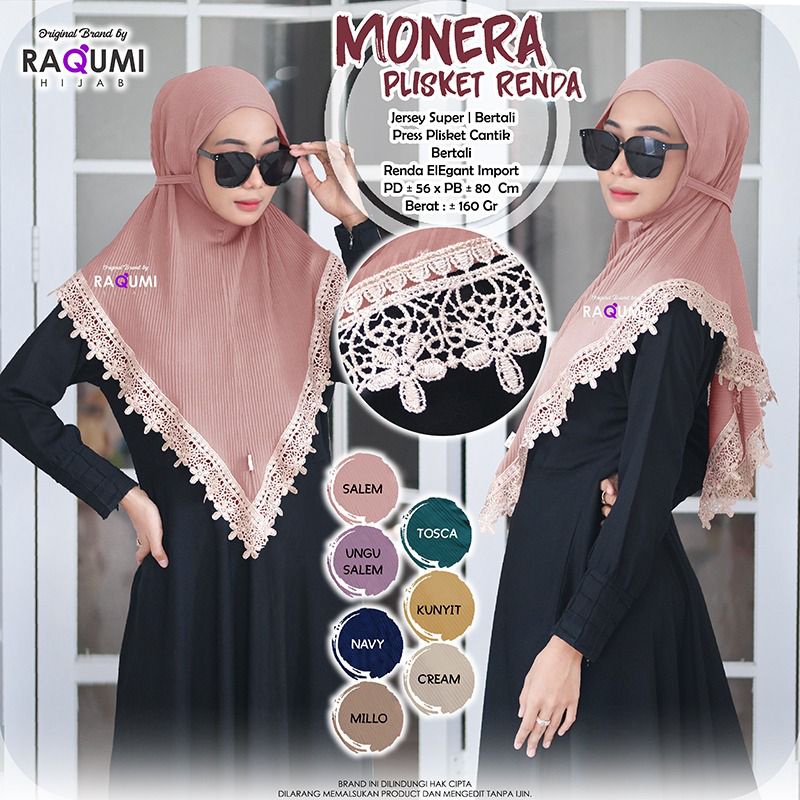 Monera Plisket Renda Original Raqumi Hijab