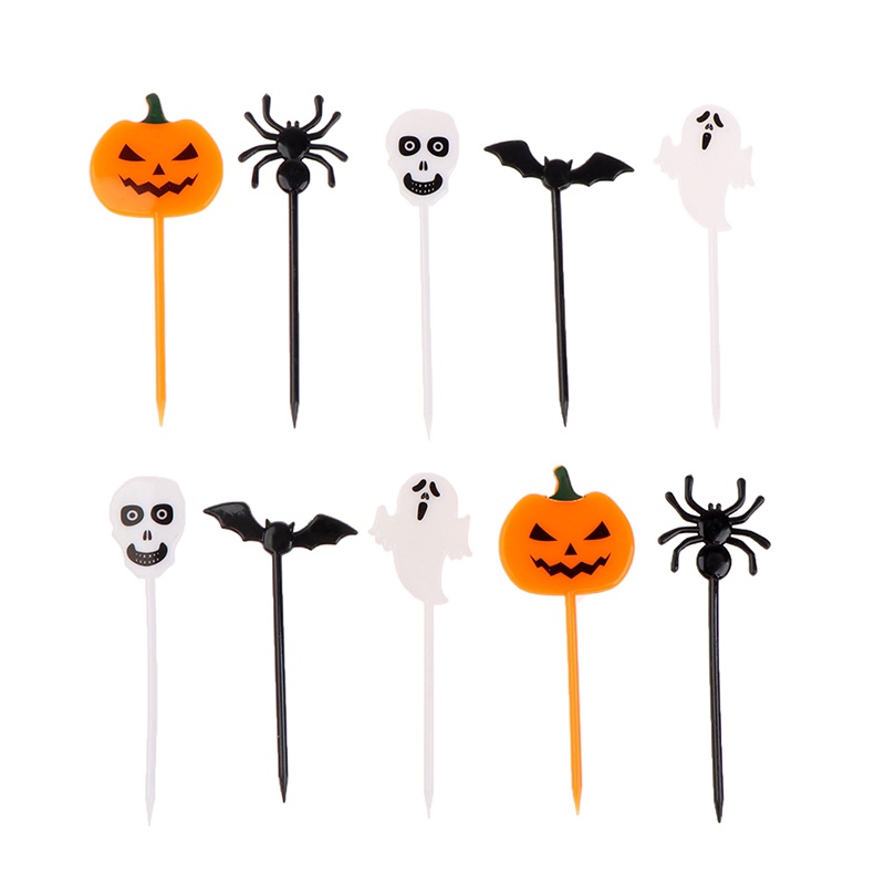 Sunshine 10Pcs Tusuk Gigi Desain Kartun Halloween Untuk Anak