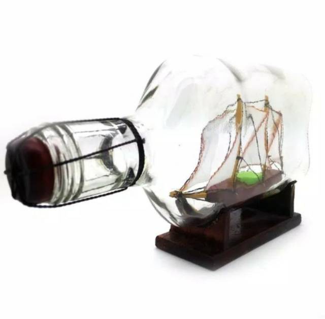 (BISA COD) PAJANGAN MINIATUR KAPAL PINISI DEWARUCI DALAM BOTOL BESAR 19x10x4 cm DEKORASI RUMAH