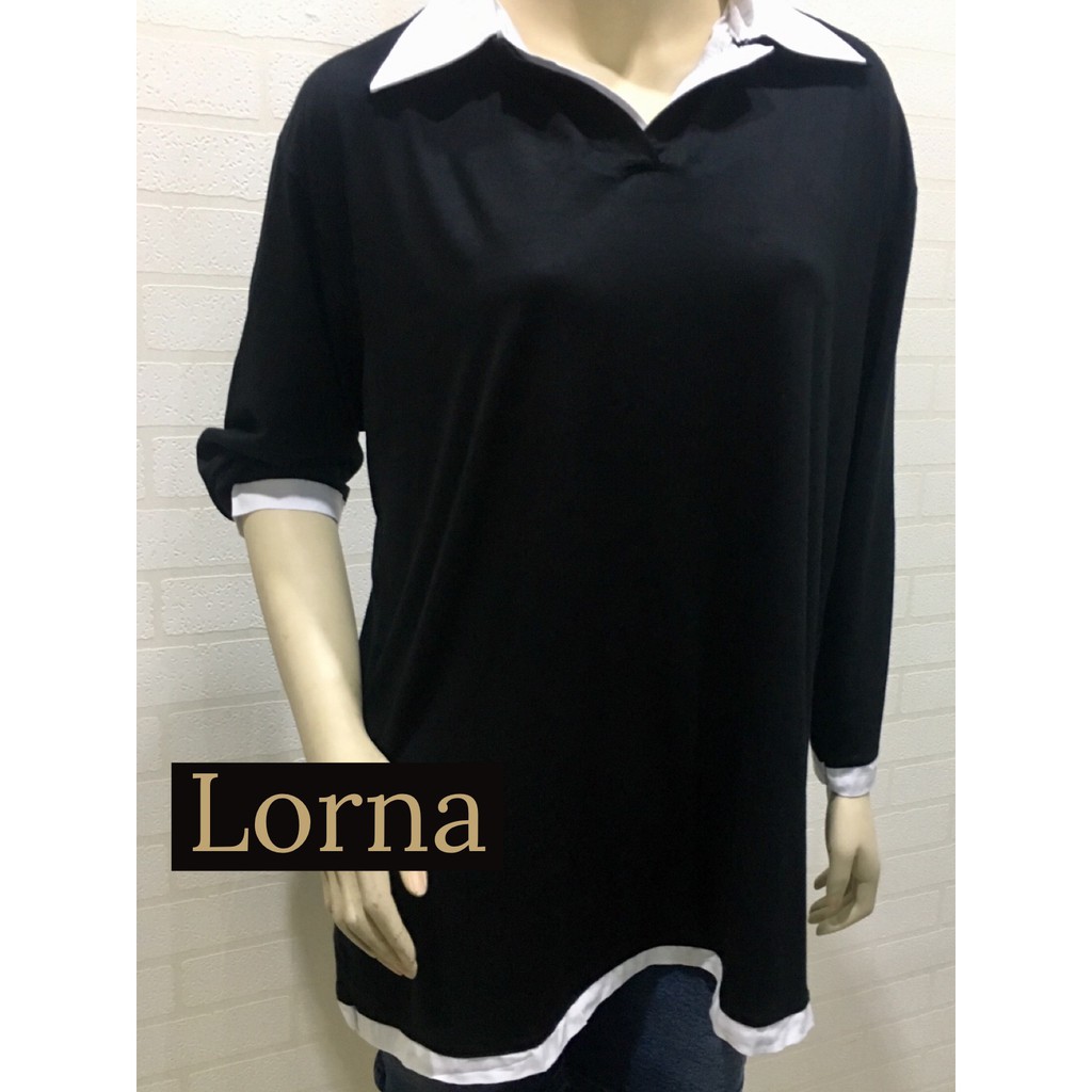 LD 112 (FIT TO 2XL) Atasan blouse - Fashion muslim - blouse jumbo mix katun xxl stayl superbig lorna-2