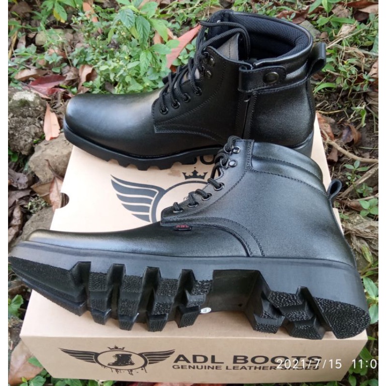 sepatu pdh pdl tni polri security kulit asli mengkilap dan doff merk ADL BOOTS