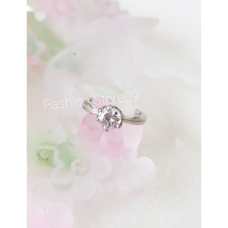 Cincin permata putih Titanium silver Bestquality antikarat selamanya impor cincin nikah tunangan