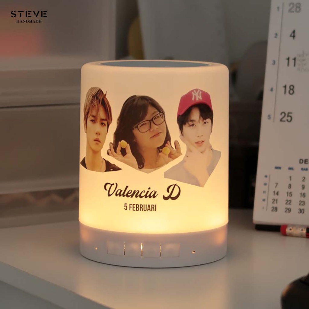 Lampu Tidur Bluetooth Speaker Smart LED LB2012 Custom Nama Anniversary Happy Birthday Steve Handmade