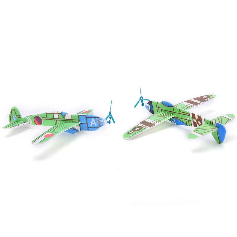 【justenjoyingg.id】12PCS/Set Foam Glider Prop Flying Gliders Plane Aeroplane Kids Children DIY Toys