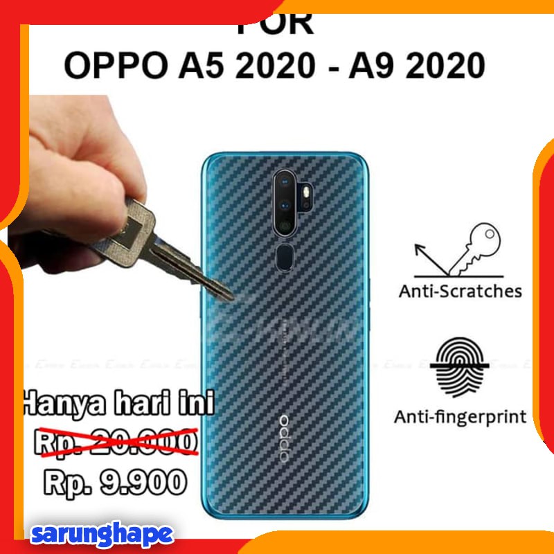 

Oppo A5 2020 - Antigores Belakang Carbon Back Skin Garskin Sticker Stiker