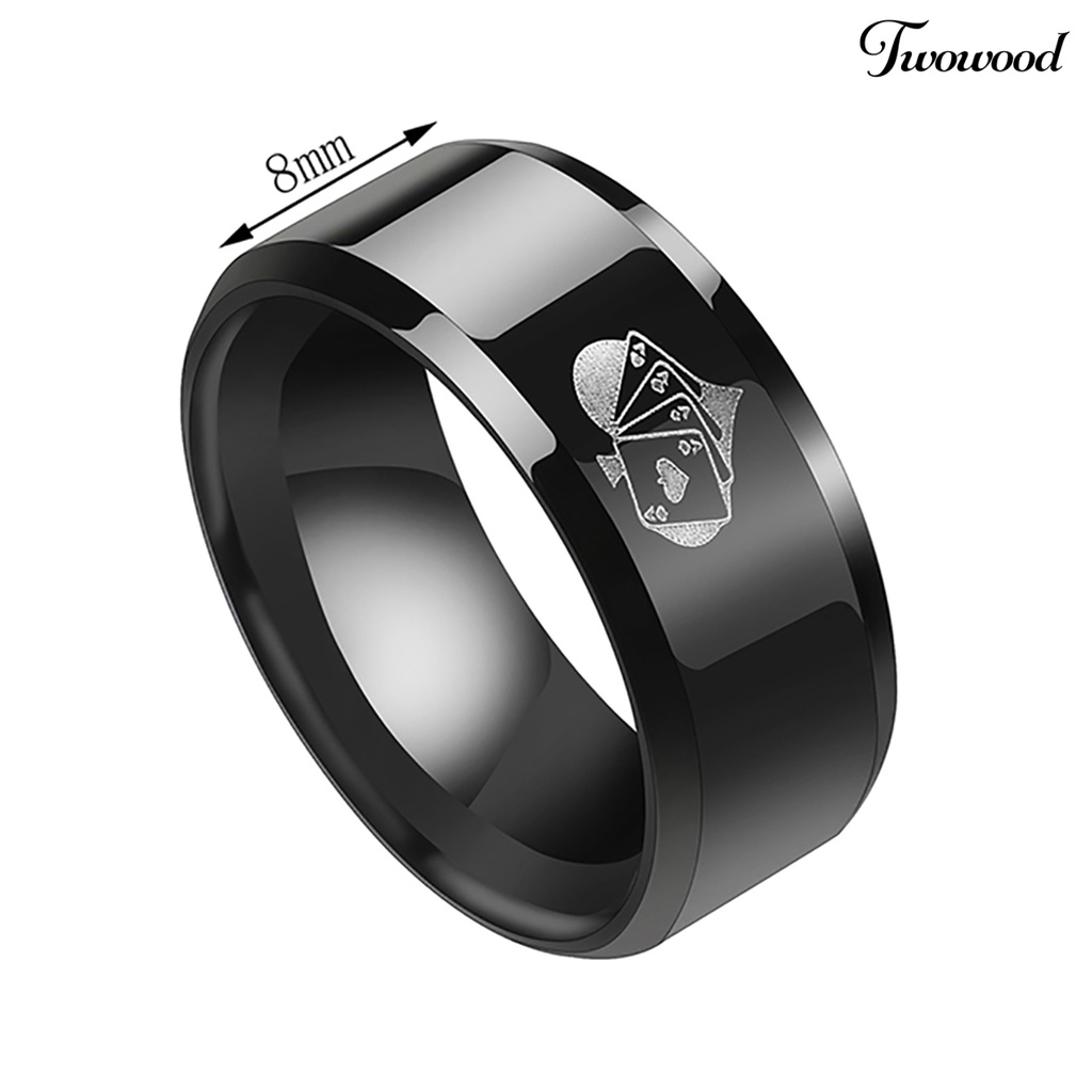 Cincin Bahan Alloy Warna Hitam Motif Kartu Remi Untuk Hadiah