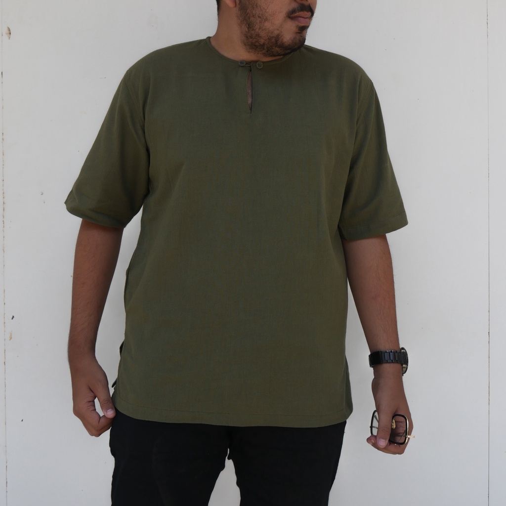 Baju Koko Pria Muslim Linen Shirt Ghayr Tangan Pendek  XZ