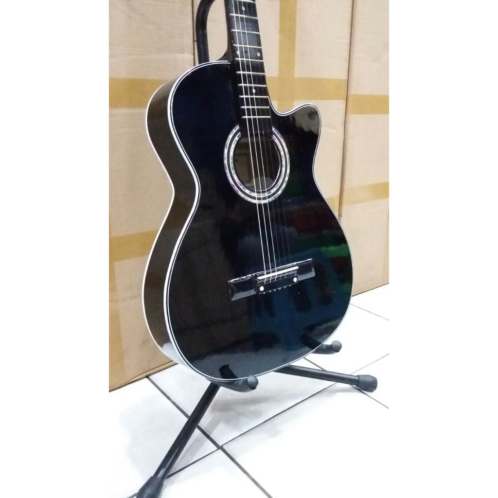 Gitar Akustik Slim Pemula Model Coak Warna Hitam Buat Belajar Jakarta Murah