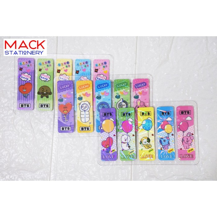 

(TERJAMIN) pembatas bts bt 21 hologram / [4pack] Pembatas Buku BTS & Karakter