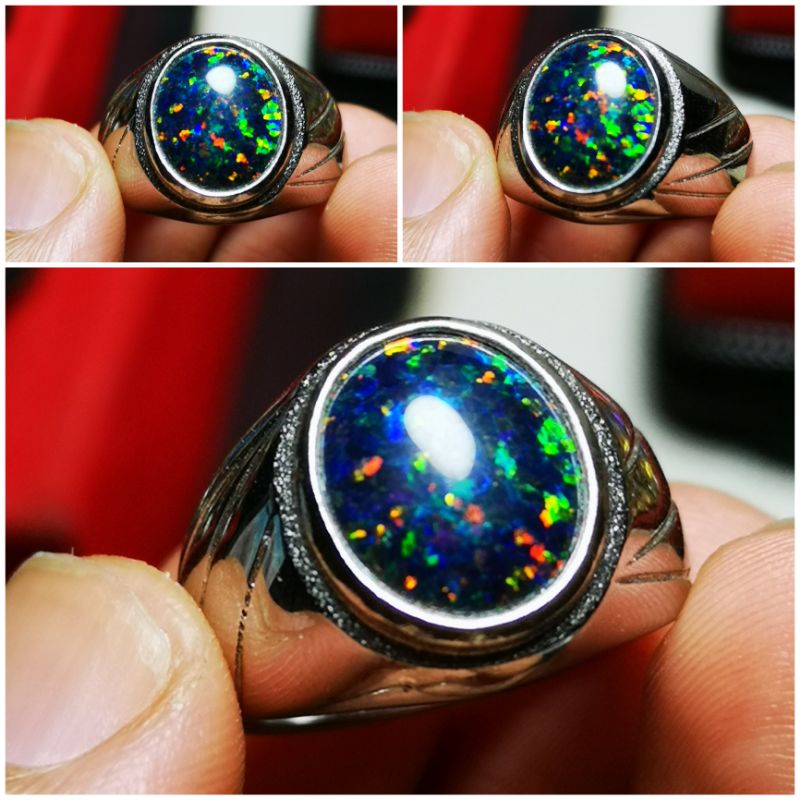 BATU CINCIN NATURAL KALIMAYA BLACK OPAL TOP JARONG HQ