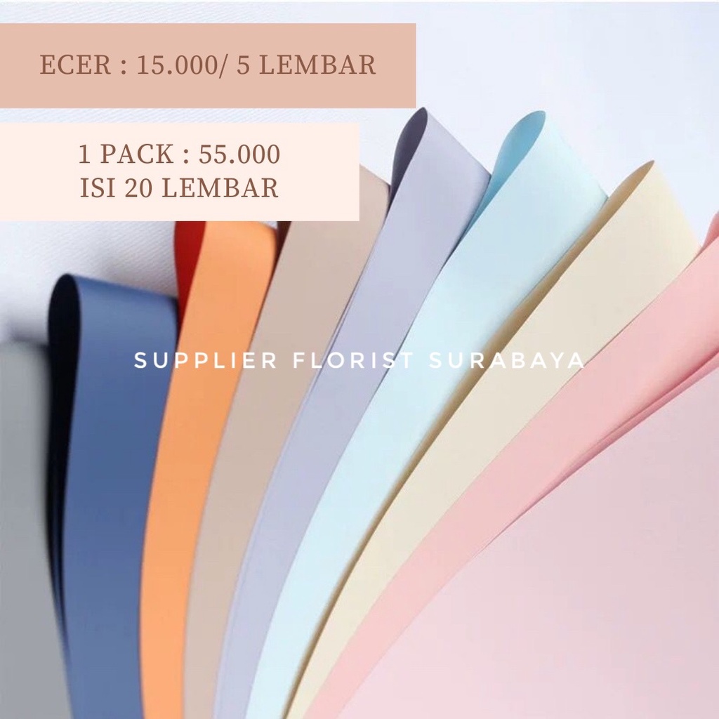 [ECER PER 5 LEMBAR] KERTAS BUNGA MATTE WARNA SOLID WRAPPING PAPER KERTAS CELLOPHANE BUKET BUNGA WRAP PEMBUNGKUS BUNGA KERTAS KOREA