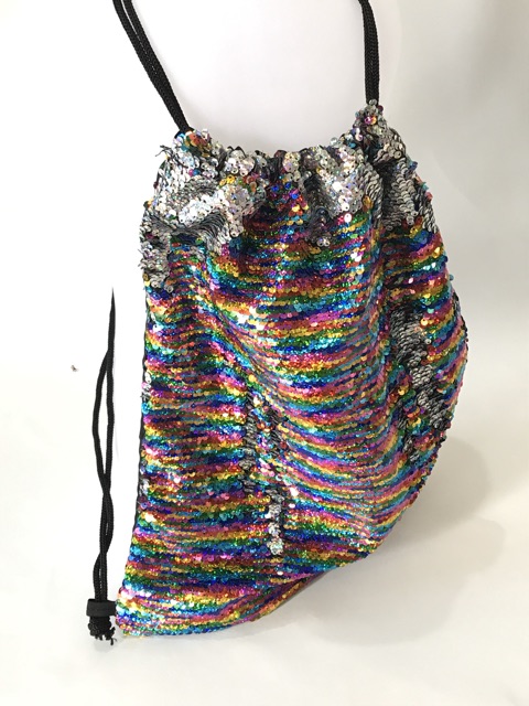 Promo tas ransel serut sequin / tas serut usap berubah rainbow / pelangi