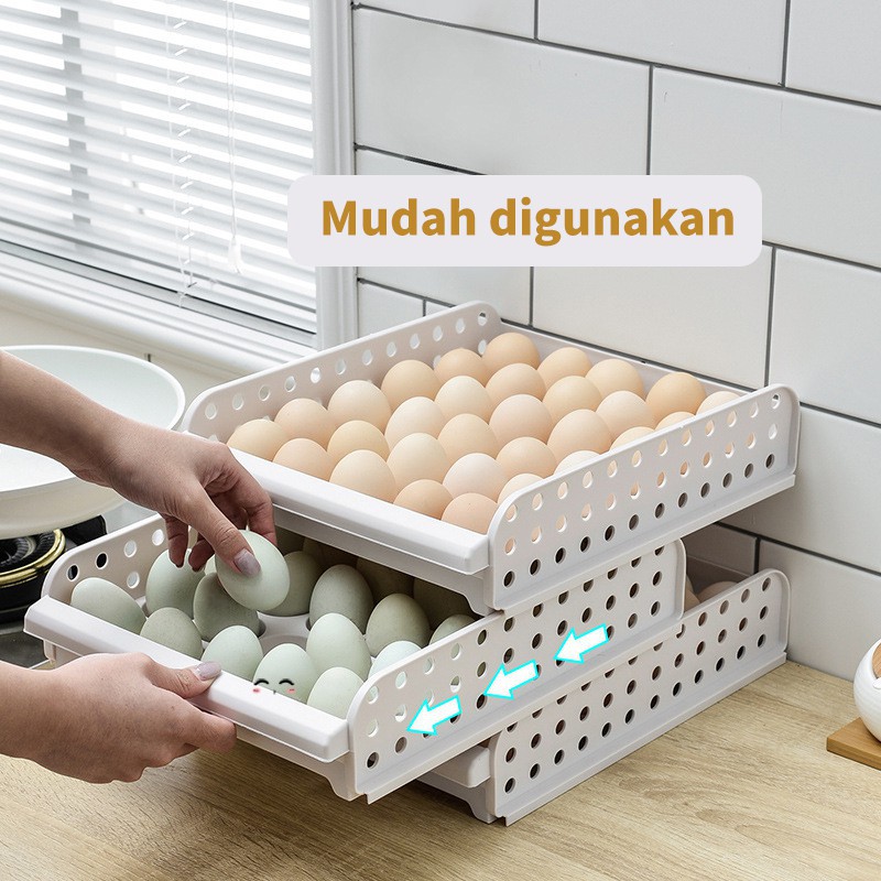 Rak Telur Plastik Box Egg Box Rak Tempat Penyimpanan Telur Telur 1 Tingkat 30lubang GM84 COD