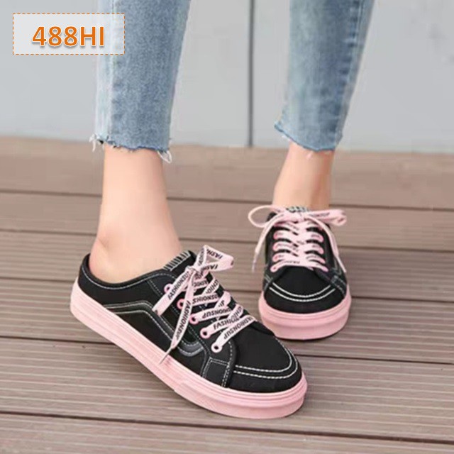 Sepatu Wanita Sneakers Cewek Selop Swedish (488) Sole 3 cm