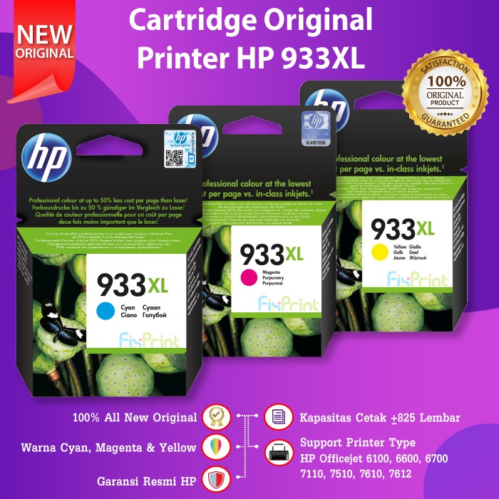 Cartridge Original HP 933XL 933 XL Magenta CN055AA Tinta Printer HP Office jet 6100 6600 6700 7110 7510 7610 7612