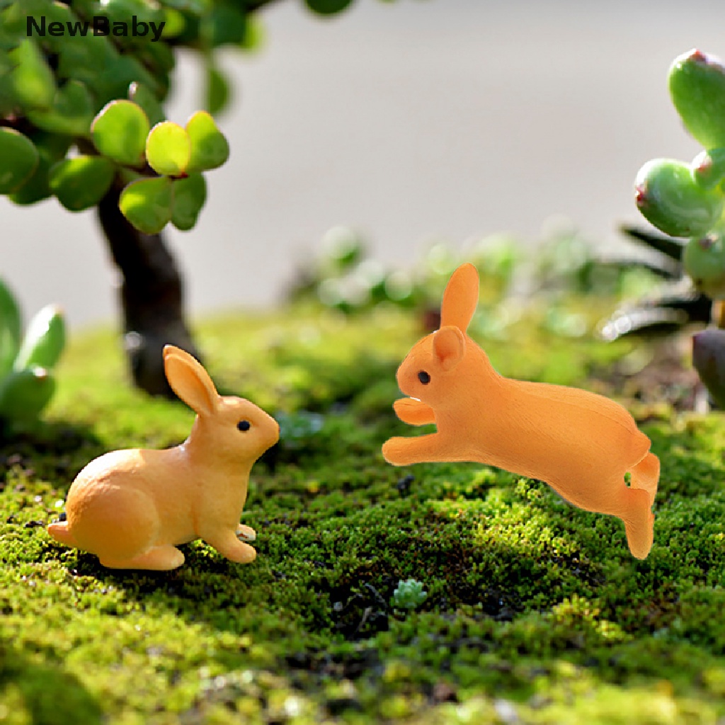 NewBaby 2/4pcs Rabbit Ornaments Miniature Figurine Micro Landscape Terrarium Fairy Decor ID