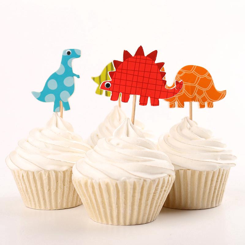 48 pcs lot Dinosaur Tema Cupcake Topper Anak Laki  laki  