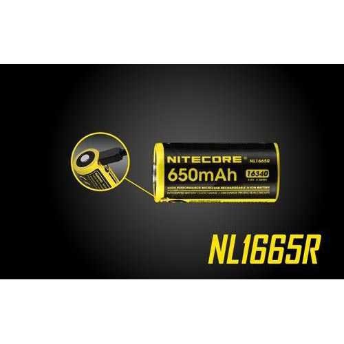 Hot Promo ! NITECORE 16340 Micro USB Rechargeable Li-ion Battery 650mAh - NL1665R