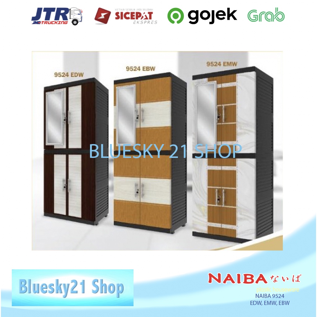 LEMARI PAKAIAN PLASTIK LEMARI KACA 2 PINTU NAIBA FIT 9524 LEMARI PLASTIK NAIBA LEMARI KACA MINIMALIS