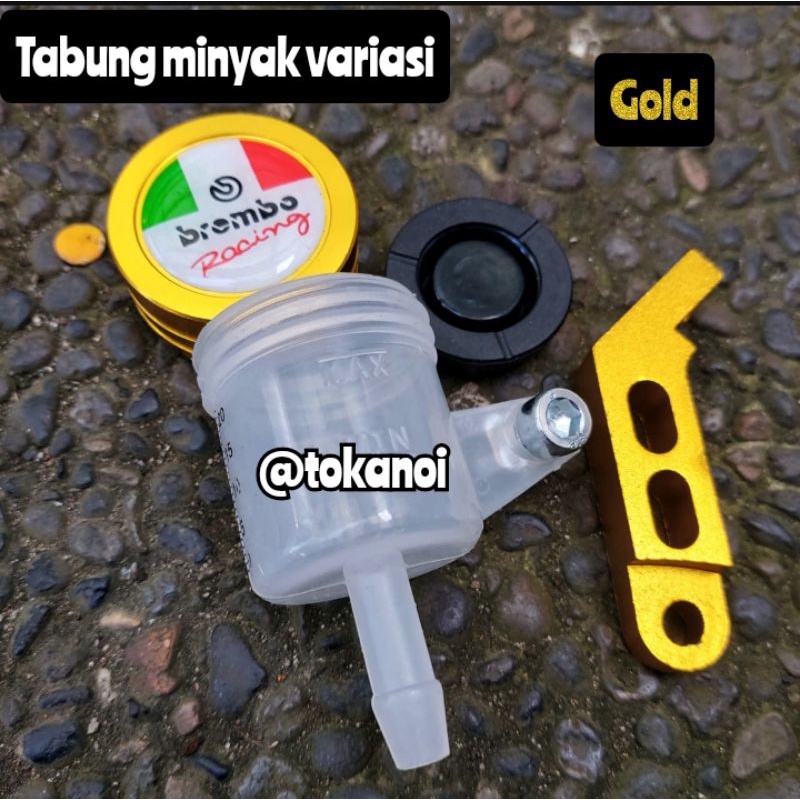 TABUNG MINYAK REM BR3MBO Gold+BREKET CNC UNIVERSAL