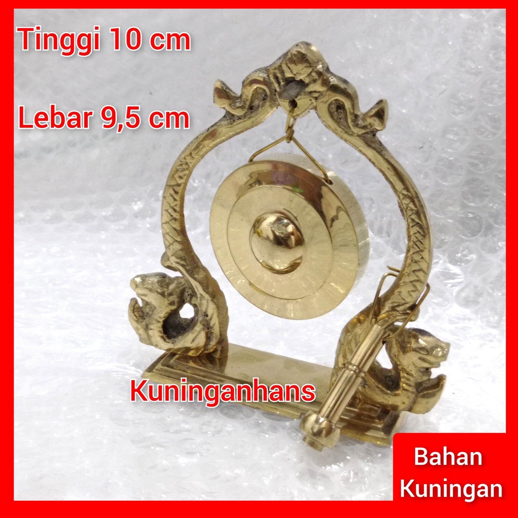 souvenir miniatur bahan kuningan motif gong naga kuningan