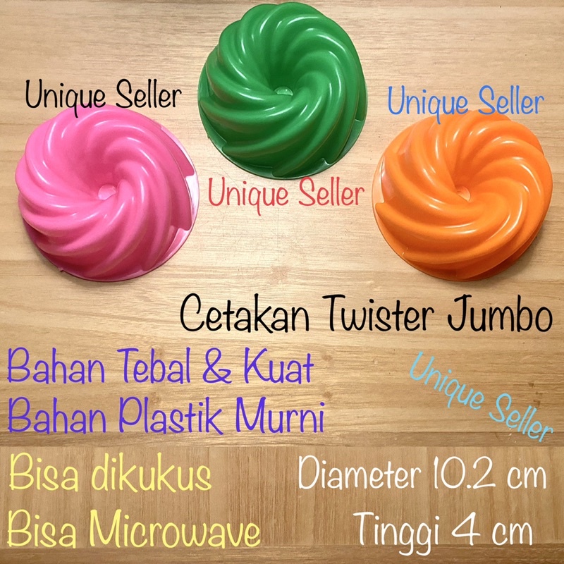 [6 pcs] Cetakan Twister Besar Jumbo Plastik isi 6 / Cetakan Puding Pudding Nasi Bento Kue Bolu Twister Besar Jumbo / Cetakan Jelly Jeli Jelli Agar Ager Twister Besar Jumbo / Cetakan Puding Ulir Spiral Viral / Cetakan Puding Bolu Sultan