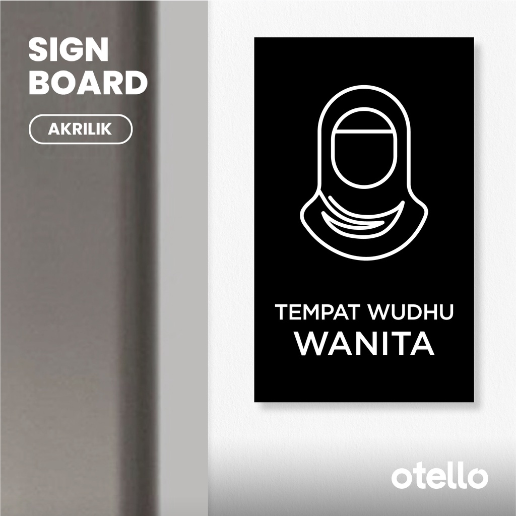 Otello Tempat Wudhu Wanita Sign Board Acrylic Print Label Tempel Akrilik Nama Ruangan Signage Petunjuk Ruang