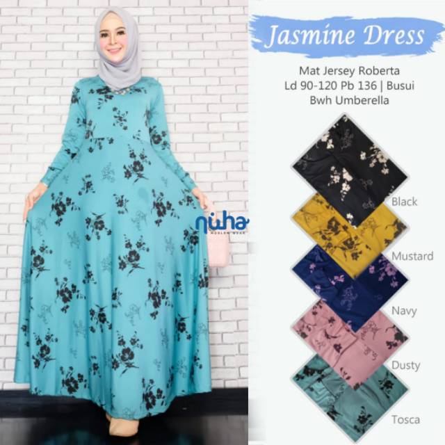 Jasmine dress/matt.jersey roberta/LD 90-120 pj 136/busui/bawah umbrella