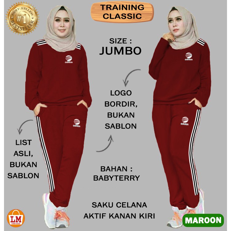 TERMURAH TERLARIS Baju Setelan Pakaian Olahraga Senam Training Wanita CLASSIC TERBARU LMS 18158