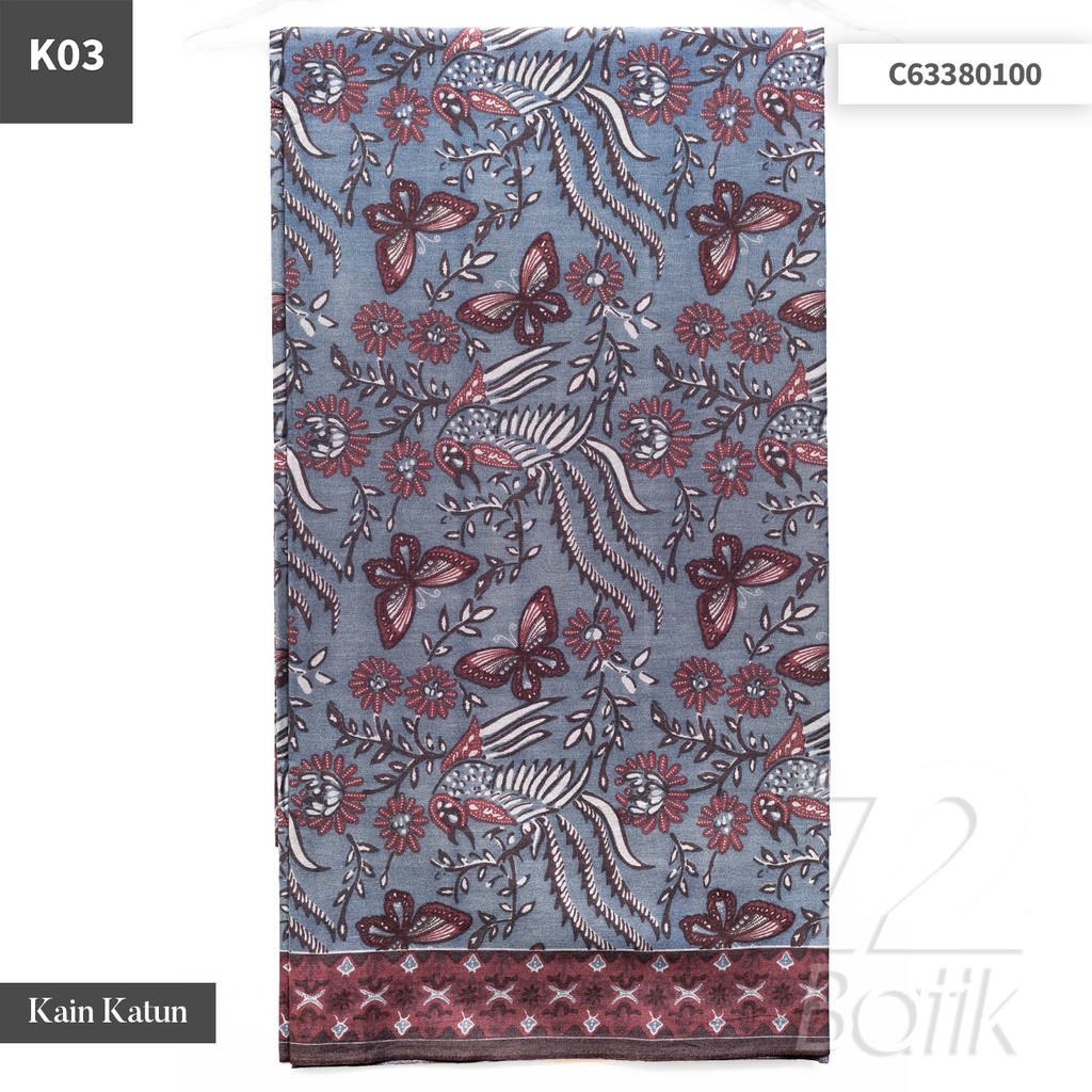 KAIN BATIK KATUN Premium Motif Kupu Kupu Two Tone Pagi Sore Warna Cream 722249 CAP 72