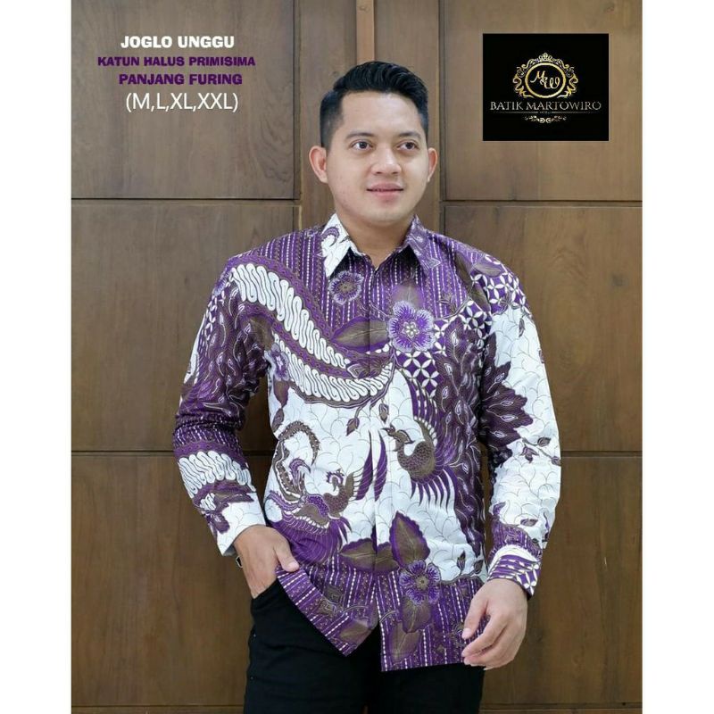 Joglo Ungu Kemeja Batik Pria Lengan Panjang Lapis Furing