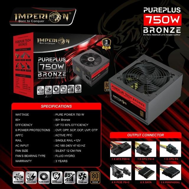 IMPERION PSU IMPERION PUREPLUS 750 WATT /POWER SUPPLY PURE PLUS BRONZE 750 WATT