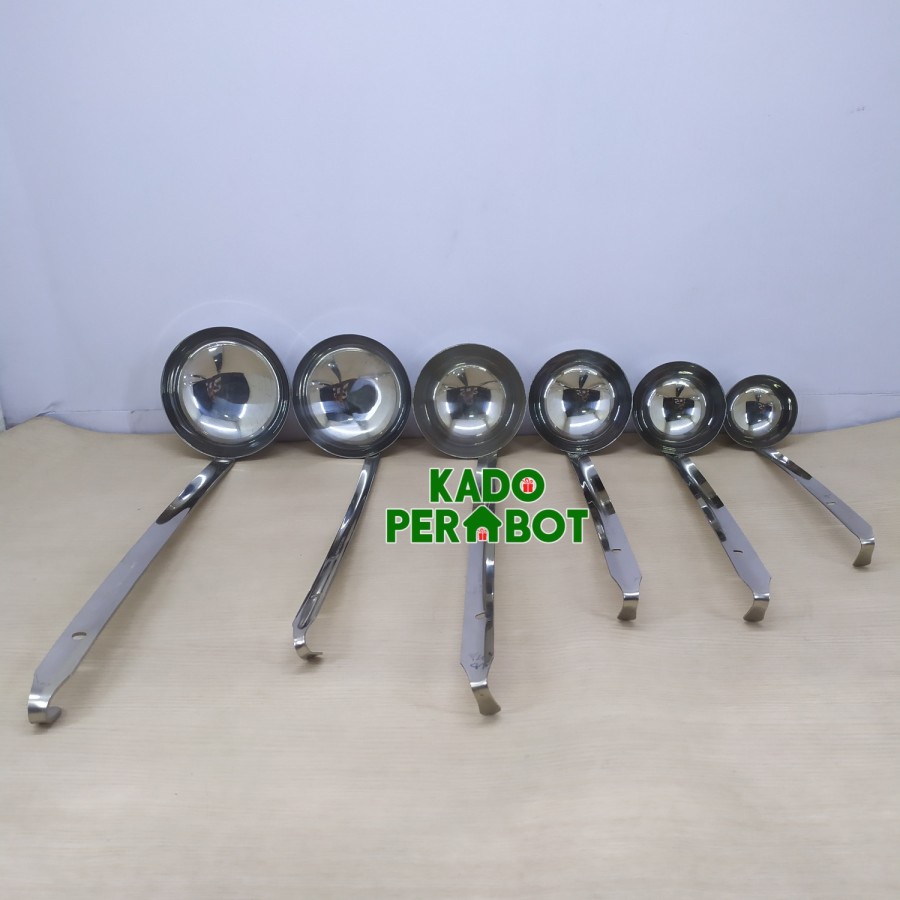 irus stainless jumbo 45 cm - centong kuah bakso panjang - sendok panci