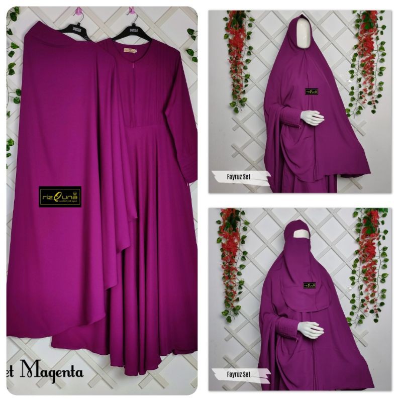 RIZQUNA GAMIS---Gamis FAYRUZ SET Yoris Caltri Premium Ori + cadar bandana