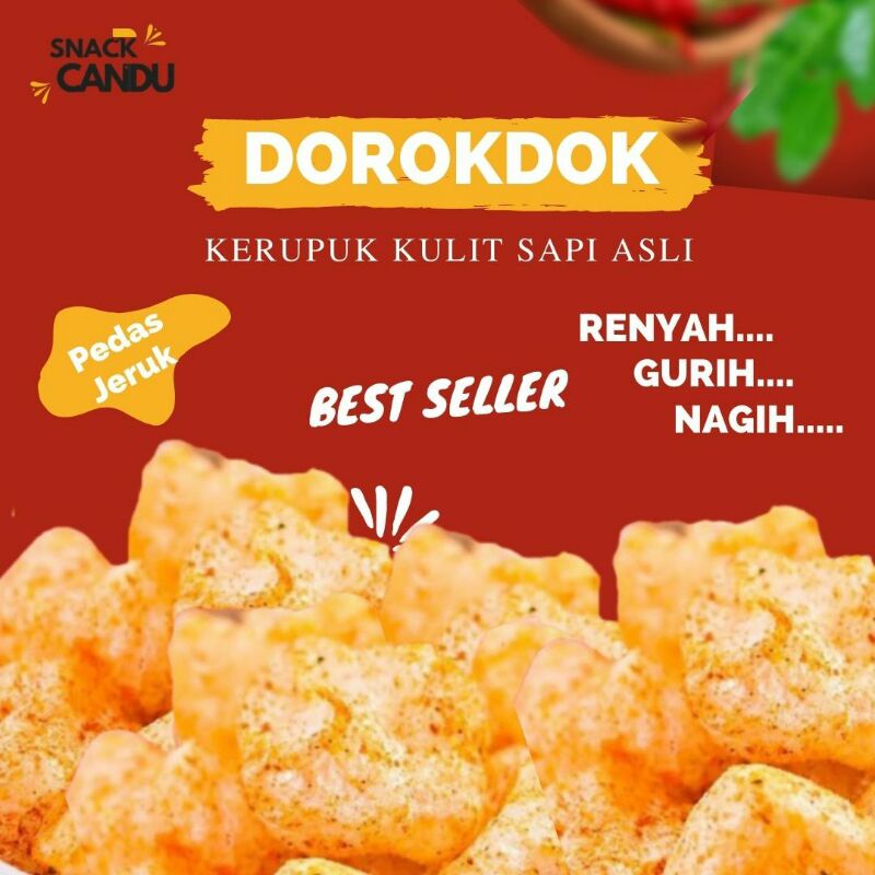 

SNACK CANDU DOROKDOK KERUPUK RAMBAK KERUPUK KULIT KRUPUK KULIT SAPI RASA PEDAS DAUN JERUK 100GR