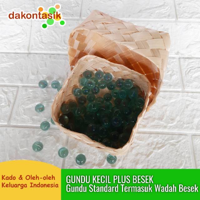 DAKONTASIK - Gundu Kelereng kecil 100pcs plus box besek bambu