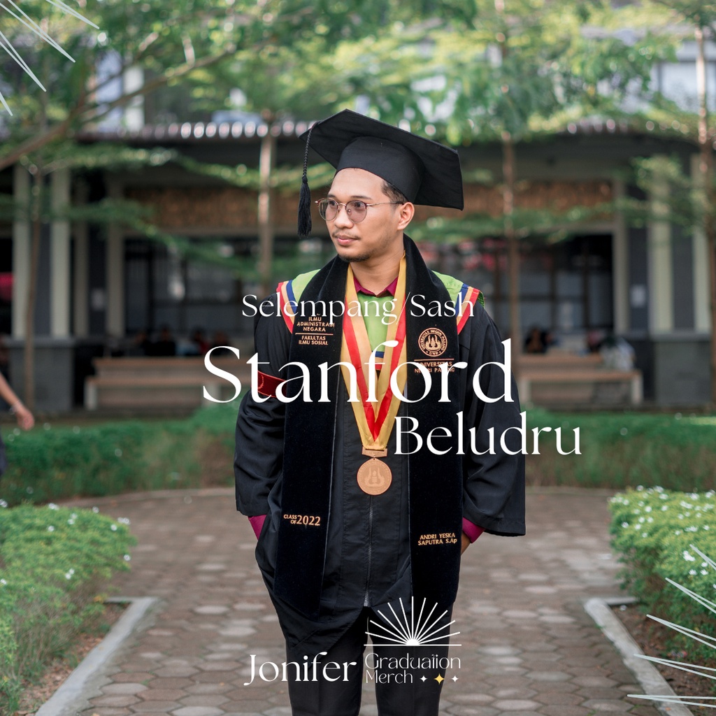 Selempang Wisuda Leher Bordir / Selempang Wisuda Stanford - Bahan Beludru - Graduation Sash