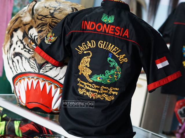 KEMEJA / HEM BORDIR MOTIF JAGAD GUMELAR BAJU REOG PONOROGO / HEM REOG / KEMEJA REOG / PENADON BORDIR