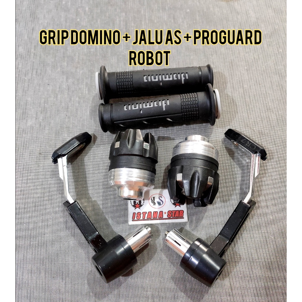 proguard robot stang + jalu as roda buah naga+Grip domino sisik 1paket SILVER