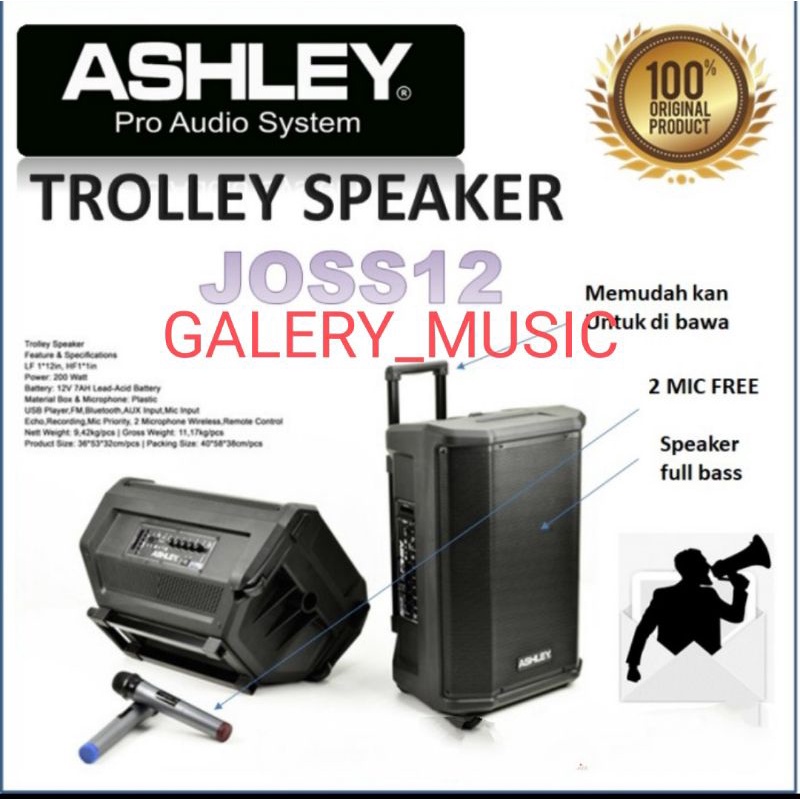 Speaker Aktif Portable 12 Inch JOSS12 ASHLEY ORIGINAL