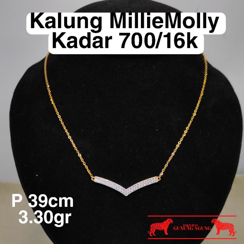 New Collection Kalung Millie Molly V Shape Emas Asli Kadar 700/16K Christmas Edition Termurah Toko M