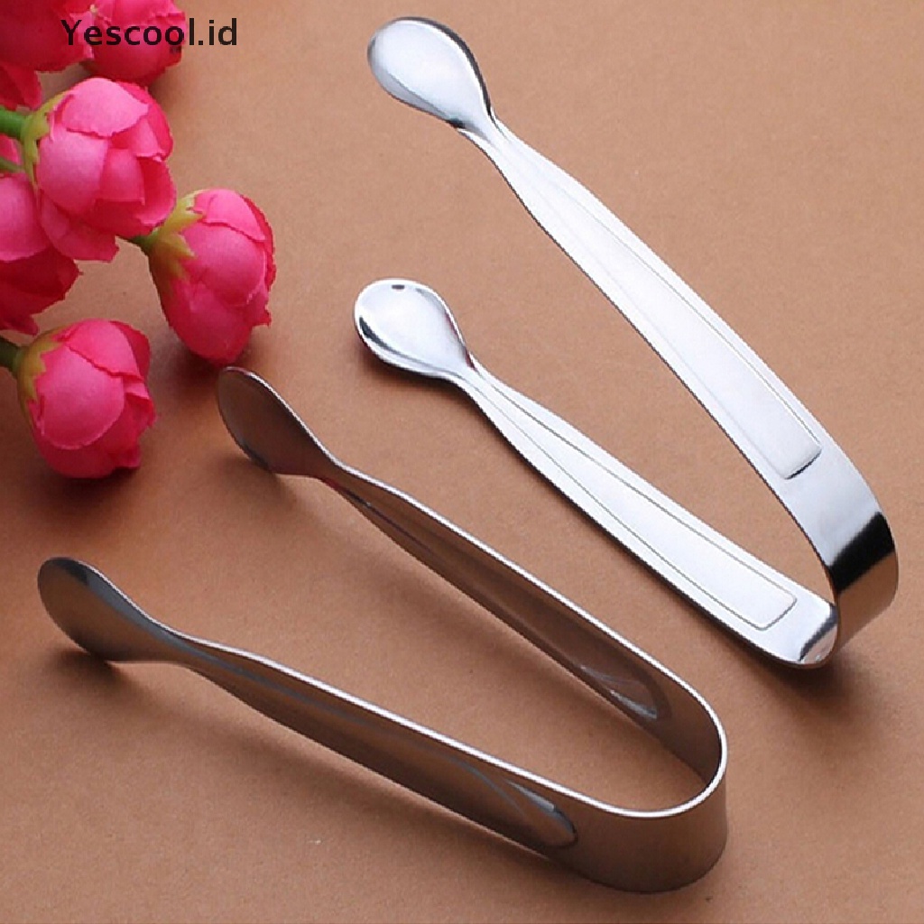 4 Sendok Penjepit Es Batu Gula Kopi Bahan Stainless Steel Warna Silver Untuk Dapur