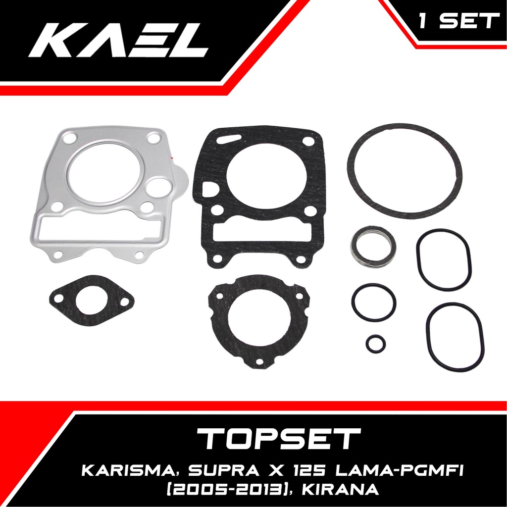 Topset Honda Karisma &amp; Supra X 125 Lama-PGMFI New 2005 sampai 2013 &amp; Kirana Top Set Gasket-Paking-Packing Kit Kharisma-Awal-Old